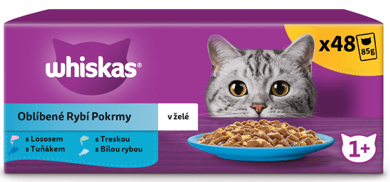 Whiskas kedvenc halételek tasakos eledel zselében felnőtt macskáknak, 48x 85g