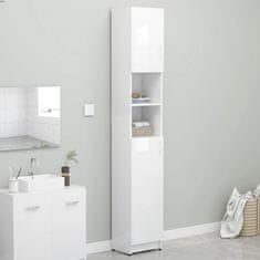 Greatstore magasfényű fehér forgácslap fürdőszobaszekrény 32x25,5x190 cm