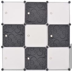 Greatstore fekete és fehér kocka alakú tároló 9 tárolórekesszel