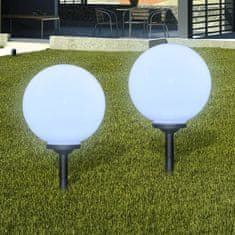 Greatstore Napelemes gömb alakú LED égős kültéri lámpa 30 cm 2 db cövekkel