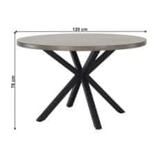 KONDELA Medor kerek étkezőasztal - beton / fekete