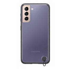 SAMSUNG Galaxy S21 5G SM-G991, Szilikon tok, átlátszó hátlap, ütésálló keret, fekete, gyári (RS102674)