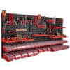 botle Fali panel szerszámokhoz 173 x 78 cm és 30 db Dobozok fedéllel Piros műanyag XL