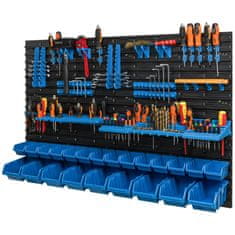botle Fali panel szerszámokhoz 115 x 78 cm és 23 db Dobozok Kék Doboz szerszámtartó készlettel műanyag