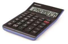 Sharp EL-145TBL irodai számológép - 14 számjegy, Napelem, ÁFA számítás, GT - Grand Total, Előjelváltás, Döntött kijelző, fekete-kék