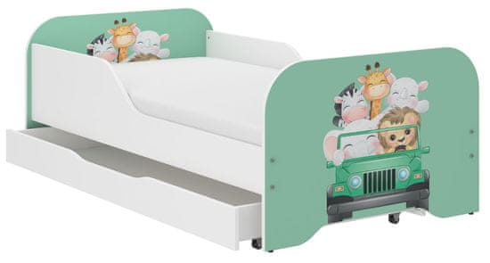 Wooden Toys MIKI gyerekágy 140x70cm matraccal és ágyneműtartóval - kirándulás