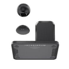 TKG Telefon töltő: Hoco CW33 - fekete vezeték nélküli (Wireless) LED kijelzős töltőpad - telefon, headset és okosóra (iWatch)