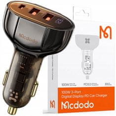 Mcdodo MCDODO AUTÓS TÖLTŐ USB/USB-C PD 100W LCD CC-2300
