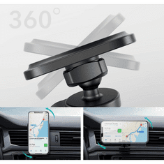 ESR Autós tartó, szellőzőrácsra rögzíthető, 360°-ban forgatható, mágneses, Magsafe töltőkkel kompatibilis, HaloLock Magnetic, fekete (RS113751)