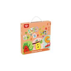 Tooky Toy Montessori fa puzzle tanulás ábécé betű szavak ábécé vastag blokkok 26 el.