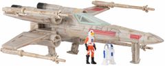 Star Wars Csillagok háborúja Micro Galaxy Squadron 13 cm-es jármű figurával - X-Wing (Vörös ötös) + Luke Skywalker és R2-D2