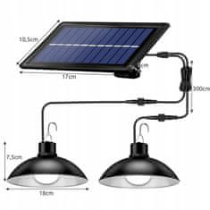 Izoksis 21806 napelemes függő LED kerti lámpák DUO távirányítóval, IP44, 3600mAh, fekete