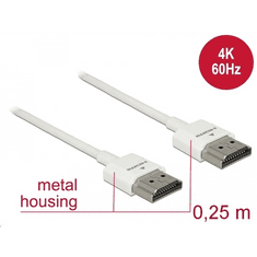 DELOCK HDMI-kábel Ethernettel - HDMI-A-csatlakozódugó > HDMI-A-csatlakozódugó, 3D, 4K,0,25 m, vékony (85120) (85120)