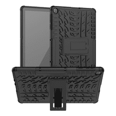 gigapack Defender műanyag telefonvédő (közepesen ütésálló, szilikon belső, kitámasztó, autógumi minta) FEKETE [Huawei MatePad T10 WIFI (AGR-W09)] (5996591023168)