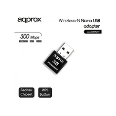Approx Hálózati Adapter 300Mbps Wireless N Nano USB fekete (appUSB300NAV3) (appUSB300NAV3)