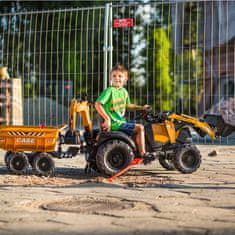Falk Traktor Case IH kotrógép narancssárga pótkocsis mozgó vödörrel 3 évtől