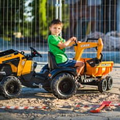 Falk Traktor Case IH kotrógép narancssárga pótkocsis mozgó vödörrel 3 évtől