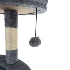 BigBuy Szürke macska mászóka pihenő kosárral, szizálrostból készült kaparófával és madzagon lógó cica játékkal - 71 cm (BB-21711)