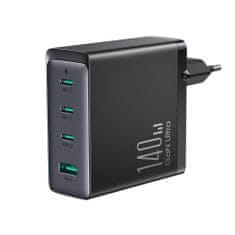 Joyroom Gan Ultra hálózati töltő adapter USB / 3x USB-C 140W + kábel USB-C, fekete