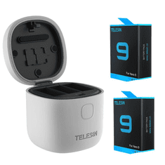 TELESIN Allin Box GoPro Hero9/10 hármas akkumulátor töltő és Micro SD olvasó + 2db akkumulátor (GP-BTR-905-GY) (GP-BTR-905-GY)