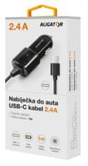 Aligator Alligátor autós töltő USB-C USB TCH 2.4A fekete
