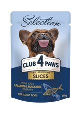 Club4Paws Premium Nedves kutyaeledel - Lazac és makréla mártásban 12x85g