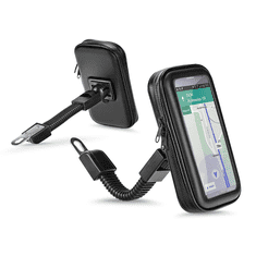 Haffner Univerzális kerékpárra/motorkerékpárra szerelhető, por- és cseppálló telefontartó 6.4-8'' méretű készülékekhez - fekete (PT-6723)