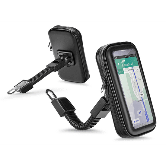 Haffner Univerzális kerékpárra/motorkerékpárra szerelhető, por- és cseppálló telefontartó 6.4-8'' méretű készülékekhez - fekete (PT-6723)
