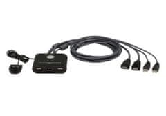 Aten 2 portos HDMI KVM USB mini, integrált kábelek, kapcsoló gomb