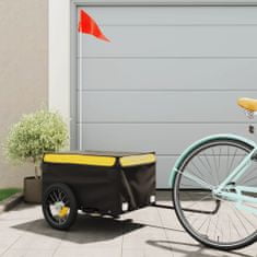 Greatstore fekete-citromsárga vas teherszállító kerékpár utánfutó 30 kg