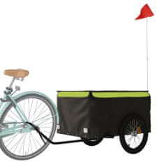 Greatstore fekete-zöld vas teherszállító kerékpár utánfutó 45 kg