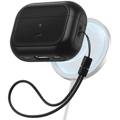 ESR Bluetooth fülhallgató töltőtok tartó, műanyag, Magsafe kompatibilis, csuklópánt, Apple AirPods Pro, AirPods Pro 2 kompatibilis, Orbit Halolock, fekete (RS134978)