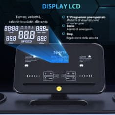 HOMCOM futópad, összecsukható, LCD képernyő, 1-12 km / h 500W, PP acél, fekete