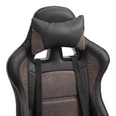 VINSETTO Ergonomikus gamer szék, deréktámasz, dönthető és állítható fejtámla, fekete / barna