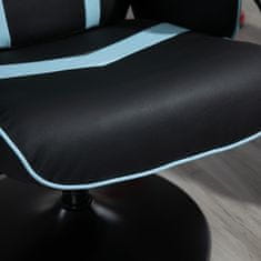 VINSETTO Dönthető irodai szék, lábtartóval, PVC/acél, 67 x 82,5 x 103 cm, fekete/kék