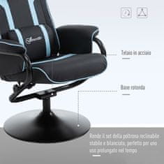 VINSETTO Dönthető irodai szék, lábtartóval, PVC/acél, 67 x 82,5 x 103 cm, fekete/kék