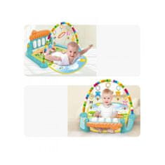 BigBuy Piano Fitness baba játszószőnyeg - állatos csörgőkkel, hang-, és fényhatásokkal, altatózenével - kék (BBJ)