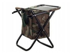 BigBuy 2in1 terep mintás horgász szék és táska - 100 kg teherbírású összecsukható és hordozható kempingszék tágas tárolórésszel (BBL)