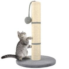 BigBuy Szizálrostból készült kaparófa macskáknak játék labdával- 45 cm, szürke (BB-7932)