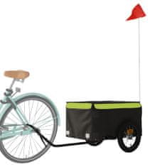Greatstore fekete-zöld vas teherszállító kerékpár-utánfutó 30 kg