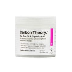 Carbon Theory Tisztító vattakorongok arcra Tea Tree Oil & Glycolic Acid Breakout Control (Cleansing Pads) 60 db