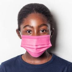Safelab 10x gyerekvédő maszk higiénikus - 3 rétegű rózsaszín, cipzáras táskában