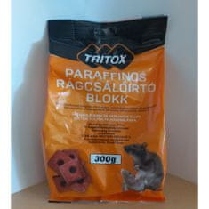PelGar International Tritox paraffinos rágcsálóirtó blokk, viasztömbbe zárt méreg egér és patkány ellen, 300 g