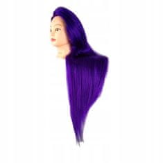 Enzo Iza 60 cm-es lila termikus hajból készült professzionális fodrász gyakorló babafej talppal, oktató babafej, modellező fej