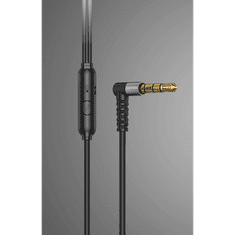 Vipfan Vezetékes sztereó fülhallgató, 3.5 mm, mikrofon, felvevő gomb, 90 fokos/derékszögű csatlakozó, M17, fekete/ezüst (IP036852)