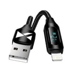WOZINSKY USB-A - Lightning kábel Wozinsky WUALC2 LED kijelzővel 2.4A 2m fekete