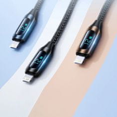WOZINSKY USB-A - Lightning kábel Wozinsky WUALC2 LED kijelzővel 2.4A 2m fekete