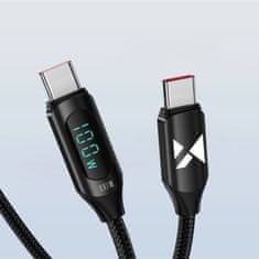 WOZINSKY USB C - USB C kábel Wozinsky WUCCC2 kijelzővel PD 100W 2m fekete