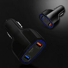 WOZINSKY USB x2 és USB C autós töltő fekete WCC-01 Wozinsky