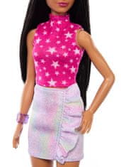 Mattel Barbie Modell baba - csillogó szoknya és rózsaszín felső csillagokkal FBR37